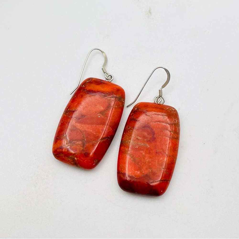 Handcrafted Red Jasper Rectangular Stone Pierced … - image 7